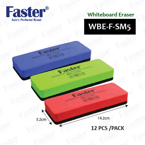 Faster WBEFSM5 Whiteboard Eraser 5.2cm x 14.2cm [LARGE] (12